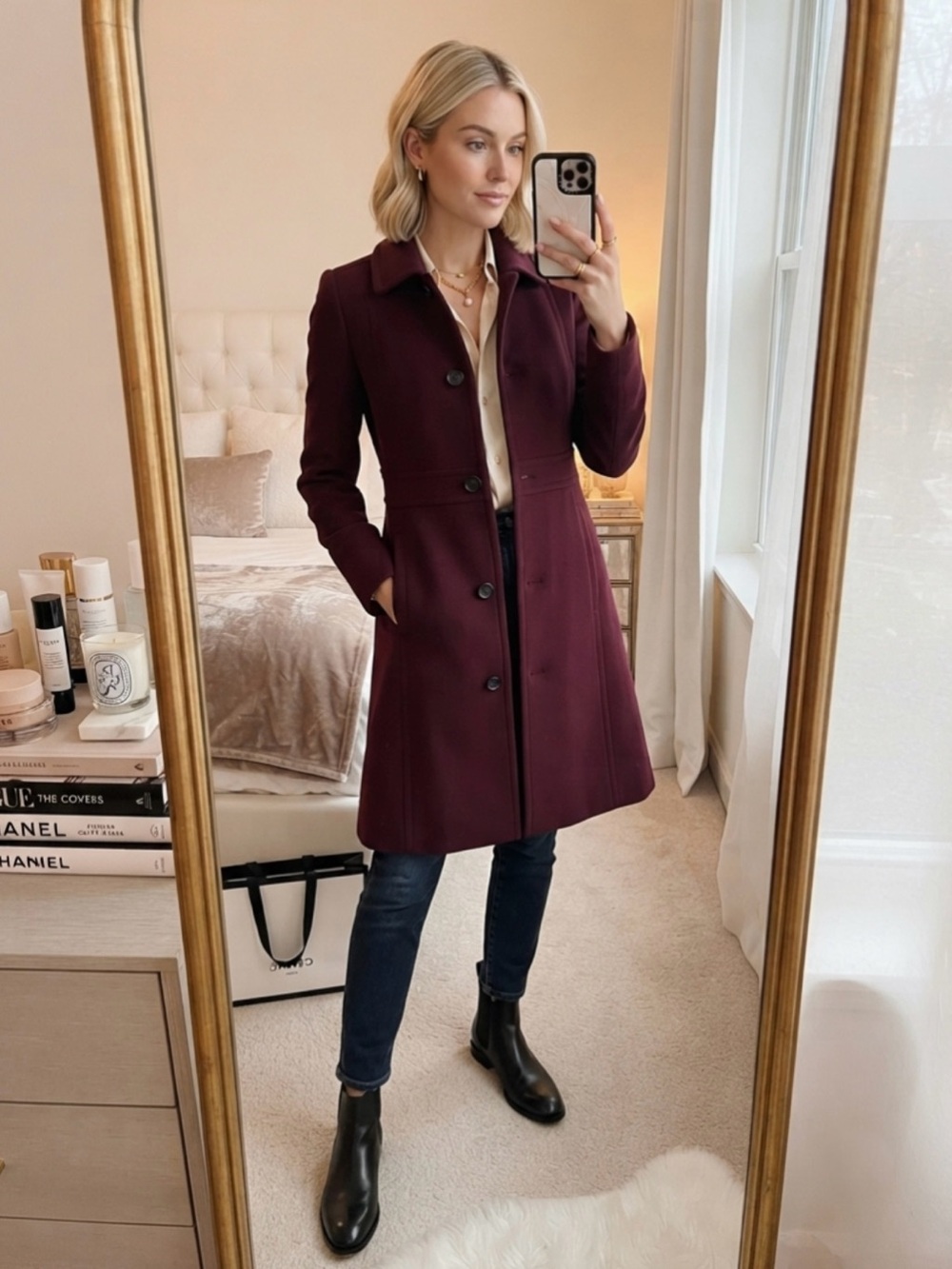 J.Crew Women’s Size 2 Deep Plum Wool Lady Day Pea Coat